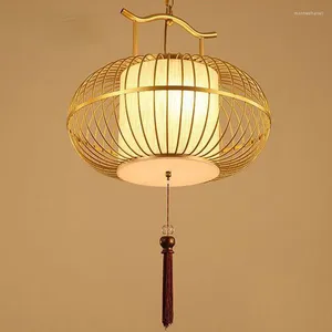 Lampes suspendues style chinois en fer forgé lumière antique cage à oiseaux lampe balcon