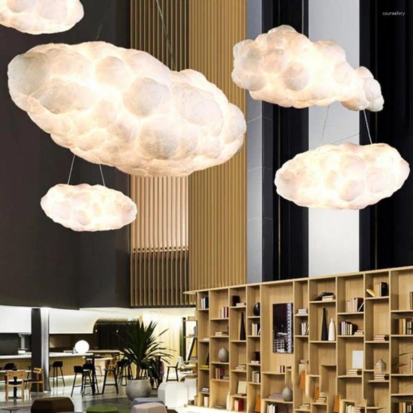 Lampes suspendues Lampe de nuage fiable imitation soie LED lumière salon super lumineux décor de pépinière