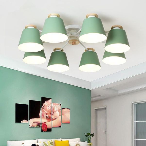 Lampes suspendues Lustre coloré éclairage pour salon LED Lustre en bois suspendu lustres modernes chambre cuisine lumièresPendentif