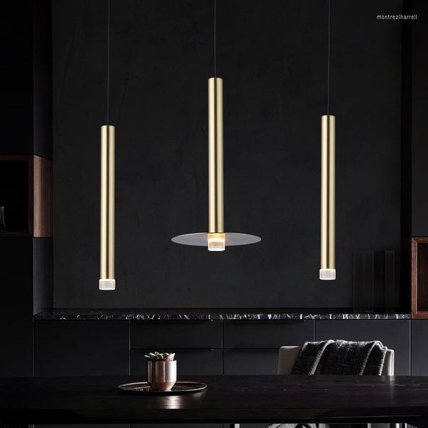 Pendants lampes en cuivre luxe luxe lustre lustre de restauration post-moderne Cafe Caf￩ unique combinaison de pipe droite art petit