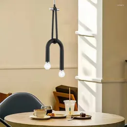 Hanglampen Creatieve kroonluchters met 2 lampen Verstelbare hoogte Zwart metaal Eetkamer Keukenlamp Nachtkastje Verlichtingsarmaturen Drop