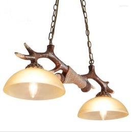 Hanger lampen creatieve antieke hars Noordse persoonlijkheid woonkamer dineren kroonluchter glazen gewei lamp e14 2.