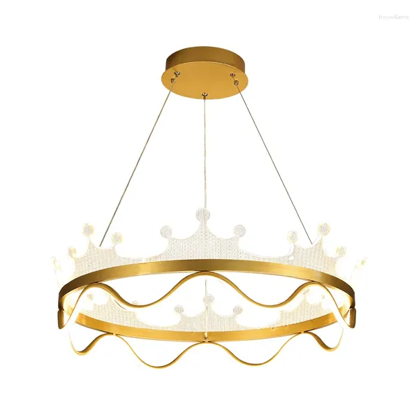 Lampes suspendues Creative Crown Lights pour Foyer Chambre Salle à manger Art Décoratif Nordique Moderne Simple Rond Acrylique Luminaires