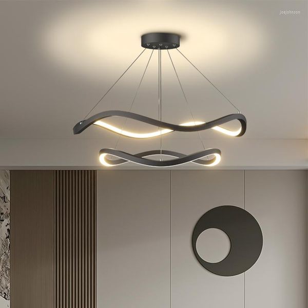 Lampes suspendues décor créatif lumières LED modernes pour salon salle à manger cuisine noir blanc intérieur lampe suspendue Lustres
