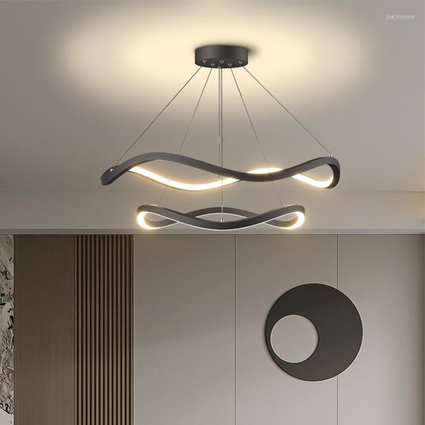 Lámparas colgantes, decoración creativa, luces LED modernas para salón, comedor, dormitorio, cocina, lámpara colgante de interior en blanco y negro, Lustres