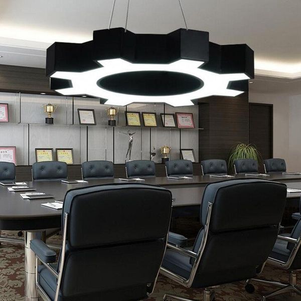 Lámparas colgantes Creative Hollow LED Gear Hanging Light Iron Office Lighting Internet Cafe Modelado Gimnasio Innovación Lámpara CreativePendant