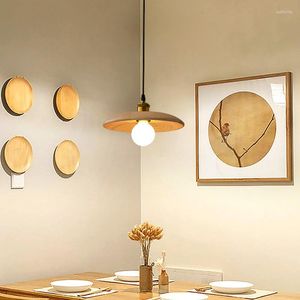 Lampes suspendues Creative Japonais Lustre Log Rétro Salle à manger Chambre Chevet Étude Bar Lampe à thé en bois massif