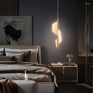 Hanglampen creatieve luxe spiraalvormige lamp slaapkamer bed verlichting acryl lampenkap 7w moderne lange kabel gesuspendeerd hangend licht