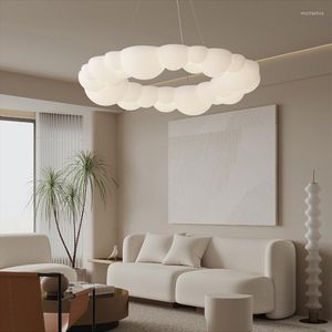 Hanger lampen creatieve minimalistische witte pe ring dinign lamp bubble wolken ontwerp led diming verlichting woonkamer decor indoor armatuur
