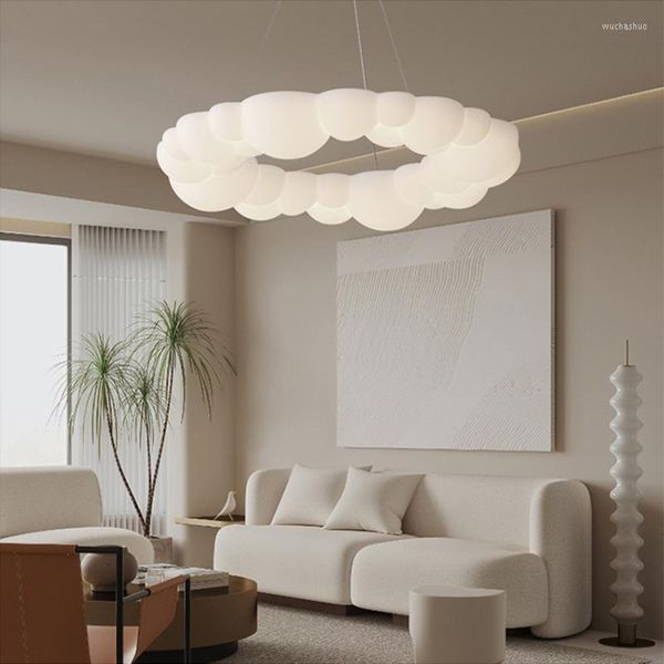 Lampes Suspendues Creative Minimaliste Blanc PE Anneau Dinign Lampe Bubble Cloud Design LED Gradation Éclairage Salon Décor Intérieur Luminaire