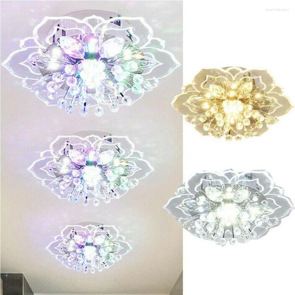 Lámparas colgantes Lámpara de techo de cristal LED de 9 W moderna y creativa Lámpara blanca / blanca cálida / con forma de flor colorida para pasillo interior