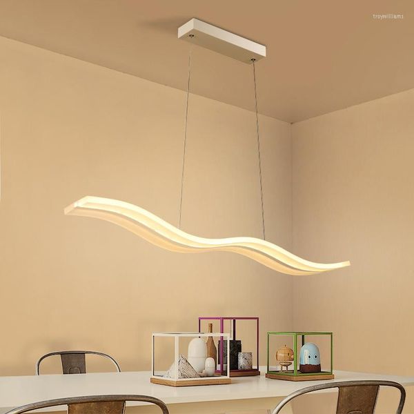 Lámparas colgantes, candelabro LED de onda acrílica moderna creativa, restaurante, dormitorio, estudio, pasillo, oficina, lugar comercial, accesorio de iluminación