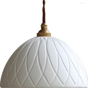 Lampes suspendues Creative Moderne LED Lampe Loft Décor En Laiton Céramique Suspension Lumière Salle À Manger Éclairage À La Maison Antique Droplight Luminaire