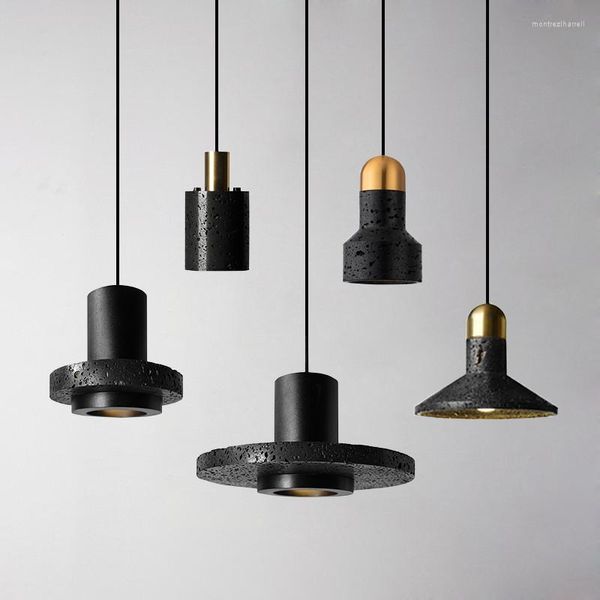 Lampes suspendues Creative Nordic Black Hole Lampe en pierre Style industriel Bar Table Restaurant Lava Light Coffee Shop Ciment