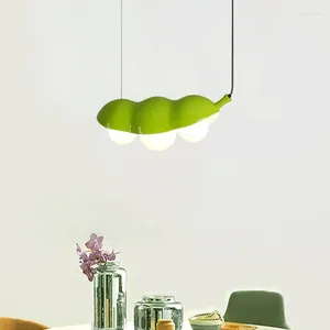 Lampes suspendues Creative Peas Lustre en verre blanc Beige Vert Rose Résine Éclairage pour salle à manger Cuisine Bureau Boutique Chambre Fil