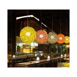 Lampes Suspendues Personnalité Créative Colorf Restaurant Bar Café Champ De Rotin Boule De Pâtes E27 Lumière Goutte Livraison Lumières Éclairage Intérieur Dhgfi