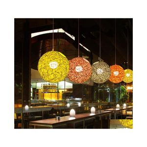 Hanger lampen creatieve persoonlijkheid colorf restaurant bar caf￩ rattan veld pasta bal e27 licht drop levering lichten verlichting indoor dhgfi