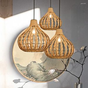 Hanglampen creatief rattan kroonluchter Amerikaan retro weven bambooo lichten Zuidoost -Azië decoratieve kamer keuken