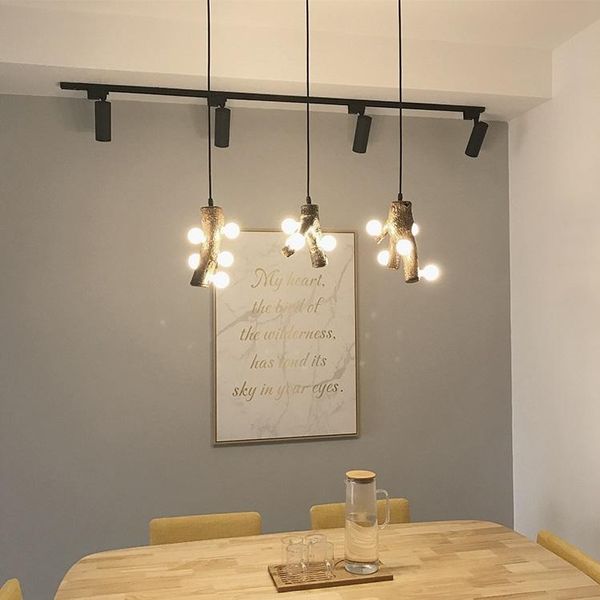 Lampes suspendues CreativeTree Pole Lights Chambre Lampe industrielle LED Bois Vintage Luminaires Salle à manger Luminaire Suspendu Bar HanglampPendant