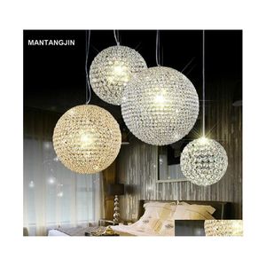 Lampes suspendues Lustre en cristal Lampe moderne K9 Boule Luminaire Éclairage LED Droplight pour Bar Restaurant Salle à manger Drop Delive Dhhpq