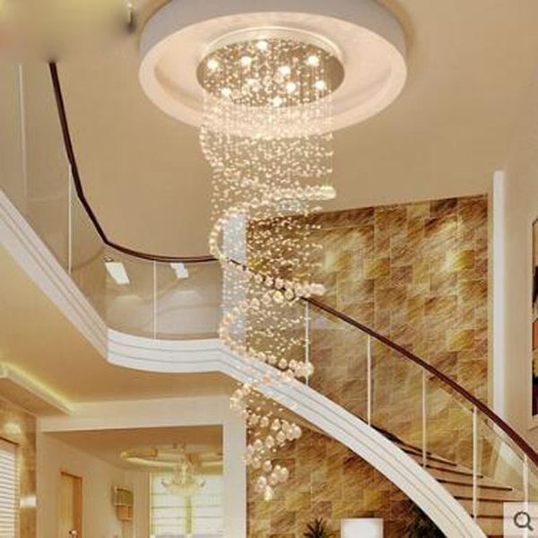 Lámparas colgantes Araña de cristal redonda en una villa giratoria Penthouse Escalera Sala de estar LEDPendant