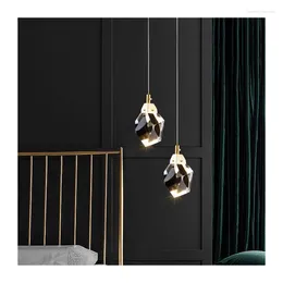 Lampes suspendues lustres en cristal pour chambre à coucher cuisine américaine rétro tout lustre en cuivre en fer forgé lumière salon décoration Luces
