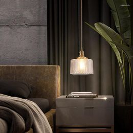 Pendants lampes cristallin LED Verre de chevet moderne table de lit de chevet en laiton de décoration intérieure pour chambre à manger de cuisine