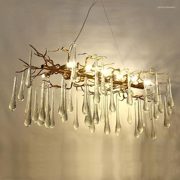 Lampes suspendues Lampe en cristal Salon Lustre LED Branche d'arbre Décoration El Restaurant Lights