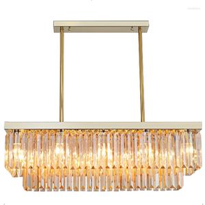 Hanglampen Kristal Rechthoek Led Kroonluchter Verlichting Goud Keuken Eiland Lichten Indoor Livng Kamer Hanglamp Slaapkamer Decor Glans