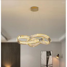 Lampes suspendues Lampe rectangulaire en acier inoxydable en cristal L60cm W26cm LED Room Lving Design Décoration