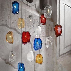 Hanglampen op maat gemaakte bruiloft banket balzaal grote kroonluchter kunst glas kristal steen verlichting grote lamp voor El Villa Project