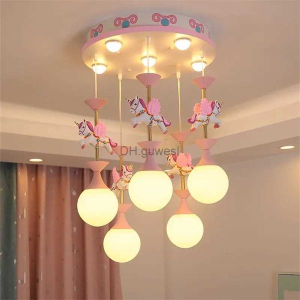 Lampes suspendues Plafonnier mignon fantaisie enfants chambre lustres moderne créatif lampe à LED avec animal salon filles lit chambre lumière YQ240201