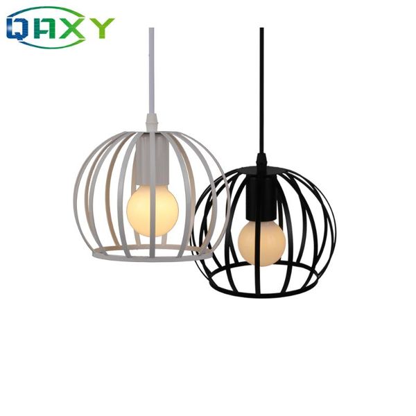 Lampes suspendues D18CM * H14CM noir blanc E27 fer rond Cage lumières lampe suspendue réglable salle à manger Suspension luminaires [D3563]