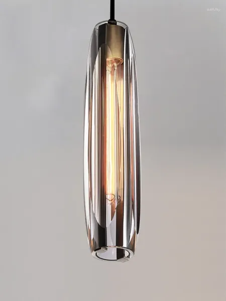 Lámparas colgantes Luz de cobre Luz de cobre Luxury Postmodern Crystal Chandelier Modelo de la habitación Baredro del dormitorio Pequeño