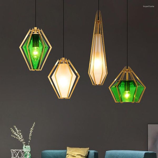 Lámparas colgantes Diamante Multicolor Luces de vidrio Milan Art Home Deco Modern Loft Lámpara colgante para sala de estar Cocina Accesorios de iluminación LED