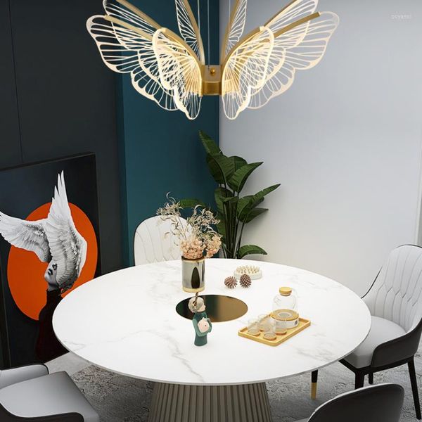 Lampes suspendues Lampe de salle à manger Post-moderne Creative Light Luxury Butterfly Hall Bar Table Plaque de guidage en acrylique