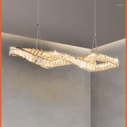 Lámparas colgantes Comedor Cristal de lujo Lustre Luces regulables Chapado en oro Metal Lámpara colgante irregular LED Deco Suspender Luz