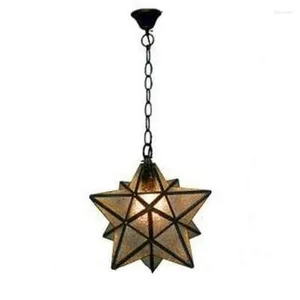 Lámparas colgantes Descuento Industrial Vintage Glass Pentagram Star Luminarias para barra de cocina