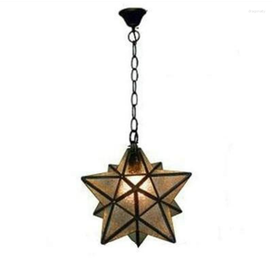 Lámparas colgantes Descuento Industrial Vintage Glass Pentagram Star Luminarias para barra de cocina