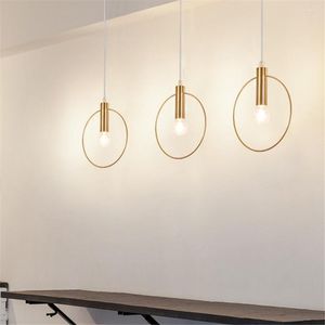 Lampes suspendues E14 Design nordique moderne LED lustre rond pour plafonnier simple dans bar/cuisine/chambre/café