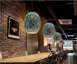 Lámparas colgantes E27 Glass Art Personalidad creativa Boutiques Cafe Restaurant Bar Racks Light 3D Fireworks Chandelier