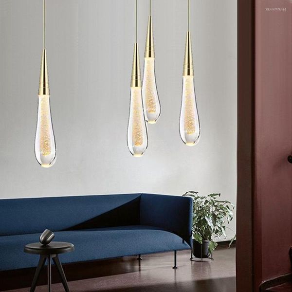 Lampes suspendues EKOO moderne goutte cristal LED lumières Loft suspendus luminaires pour la maison luminaires salon chambre à manger
