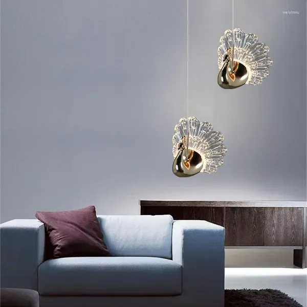 Lámparas colgantes Lámparas de lujo de luz europea americana Lámpara de pavo real creativa Dormitorio Sala de estar Restaurante Pasillo Accesorios LED