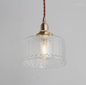 Hangende lampen Europese moderne minimalistische retro gesneden glazen slaapkamer woonkamer eetkamer beddenbed balkon bar led kroonluchter