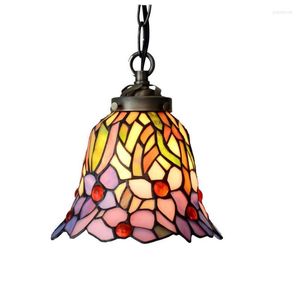 Hanglampen Europese rustieke tuin gebrandschilderd glas kleine led hang lamp licht metalen ketting moderne keukeneiland tafelblad e27 verlichting