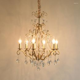 Lampes suspendues Style européen Salon Lustre Chambre Creative Luxe Duplex Cristal