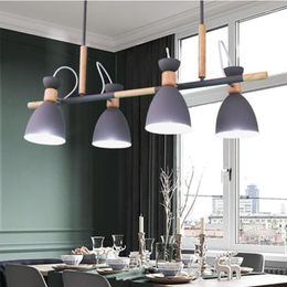 Lampes suspendues Style européen Simple Log Restaurant Designer Style Comptoir de bar droit à 4 têtes Couleur Western CPendant LightsLX102709