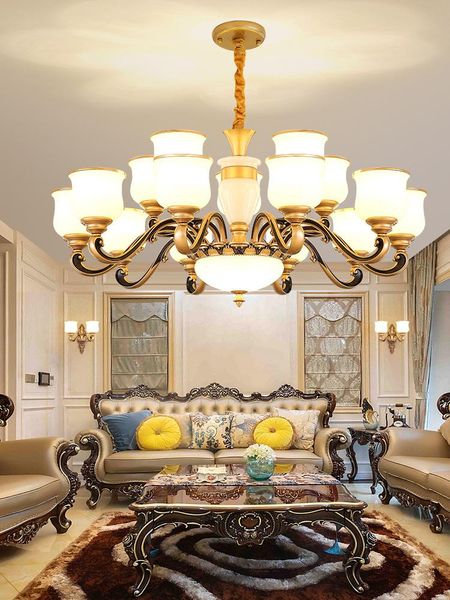 Lampes suspendues Style européen en alliage de zinc lustre anti-poussière lampe de salon salle à manger atmosphère luxueuse maison chambre maître pendentif