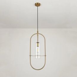 Hanger lampen fabriek direct verkopen modern design plafondlamp gouden ijzeren ring helder glazen deksel indoor eenvoudige verlichting