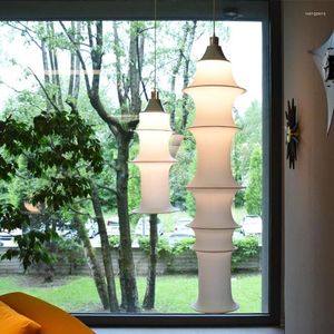 Hanglampen Falkland Suspensie Lamp Design Wit Japans decoratief zijden indoor Restaurant Home Loft Long Light